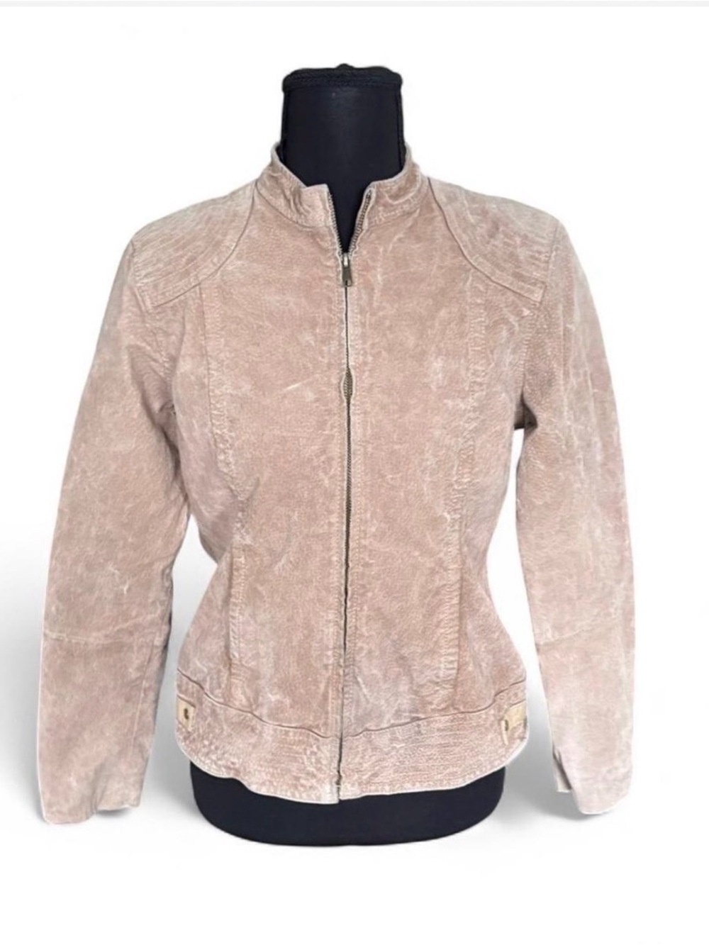 Ruff Hewn Dusty Pink Suede Zip-Front Fall Jacket